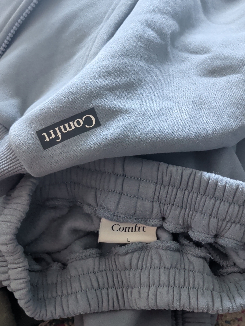 Comfrt Kids Matching Set in Light Blue Zip Up Hoodie And Joggers - Kid Size L